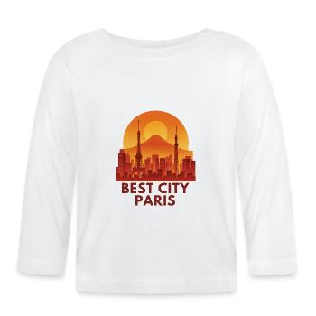 Meilleur coucher de soleil à Paris - T-shirt manches longues bio Bébé - blanc - Devant