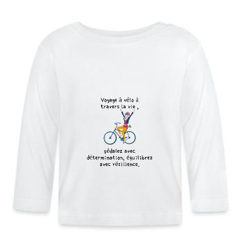 Fahrradreise durchs Leben - Baby Bio-Langarmshirt - Weiß - Vorne