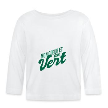 Verts 100 % vert stéphanois football st étienne - T-shirt manches longues bio Bébé - blanc - Devant