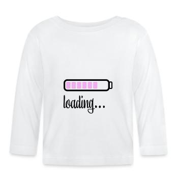 Batterie Chargement de la batterie - T-shirt manches longues bio Bébé - blanc - Devant