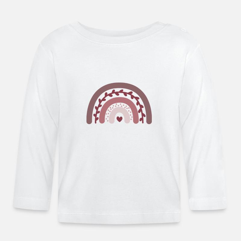 Regenbogen rosa - Baby Bio-Langarmshirt - Weiß