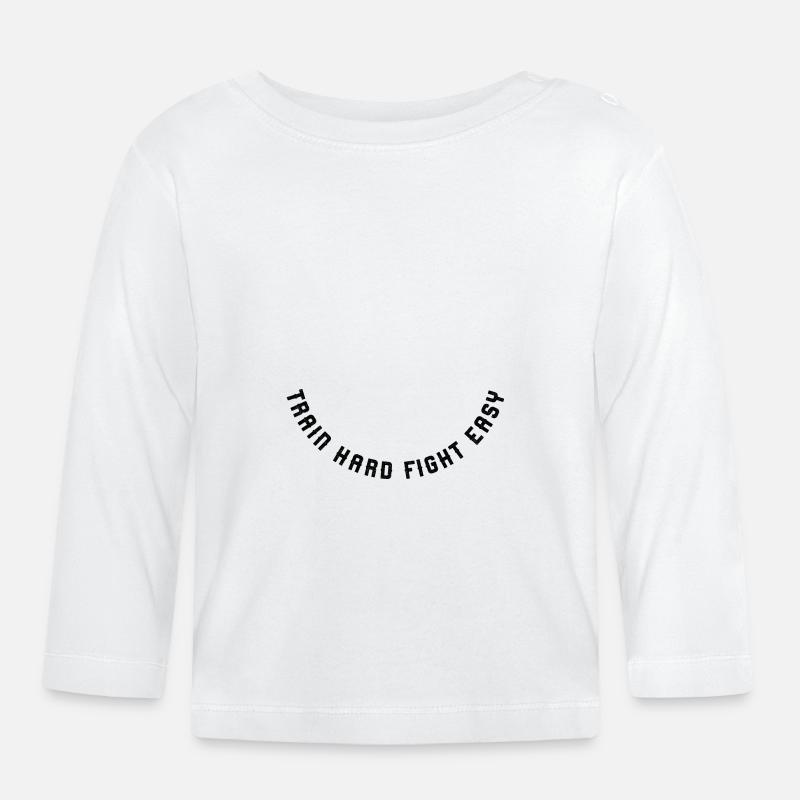 Entraînez-vous dur combat facile - T-shirt manches longues bio Bébé - blanc