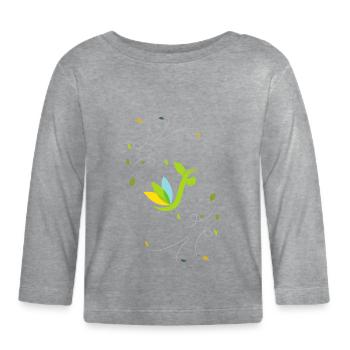 Pluie de fleurs - T-shirt manches longues bio Bébé - gris chiné - Devant