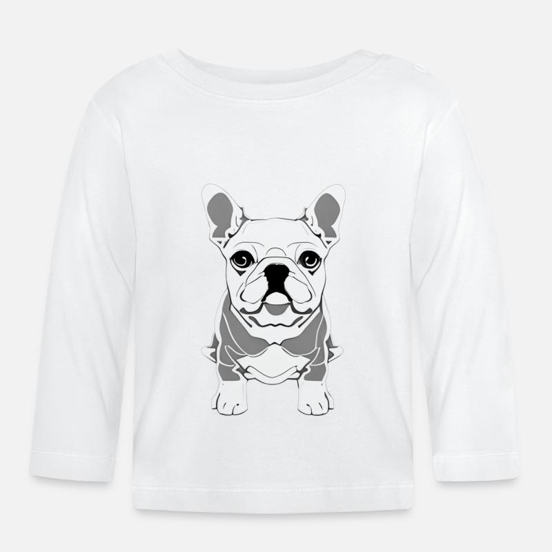Motif d’impression graphique de conception de bouledogue français - T-shirt manches longues bio Bébé - blanc