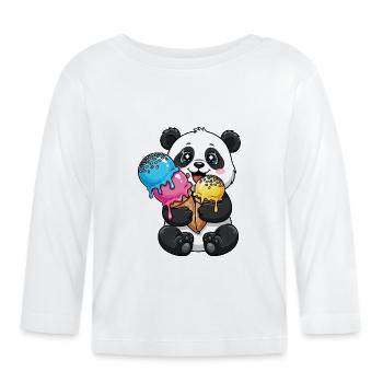 Süßer Panda Cartoon Eis Sommer Süßigkeit - Organic Baby Long Sleeve T-Shirt - white - Front