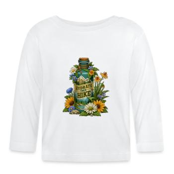 Conception de bouteilles florales Hydratez-vous puis randonnée - T-shirt manches longues bio Bébé - blanc - Devant