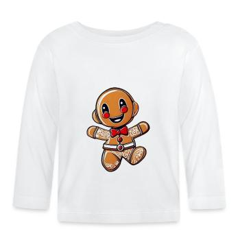 Cute gingerbread man - Organic Baby Long Sleeve T-Shirt - white - Front