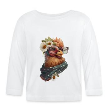 Drôle de poulet - T-shirt manches longues bio Bébé - blanc - Devant