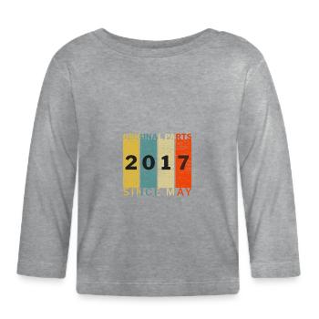 Né en mai 2017 drôle anniversaire rétro citation blague - T-shirt manches longues bio Bébé - gris chiné - Devant
