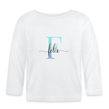 E| Monogram | Name | Felix | Watercolor - Organic Baby Long Sleeve T-Shirt - white - Front