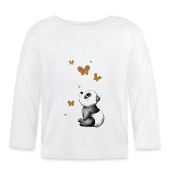 Rêver de panda de dessin animé - T-shirt manches longues bio Bébé - blanc - Devant