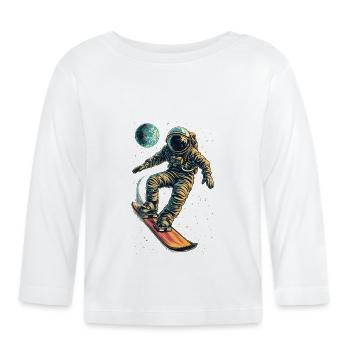 Zero Gravity snowboarding - Organic Baby Long Sleeve T-Shirt - white - Front