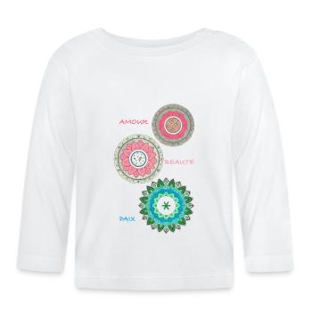 Amour Beauté Paix - T-shirt manches longues bio Bébé - blanc - Devant
