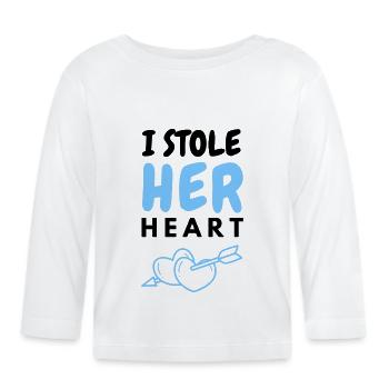I stole her heart - Baby Bio-Langarmshirt - Weiß - Vorne