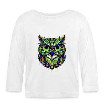 Hibou - T-shirt manches longues bio Bébé - blanc - Devant