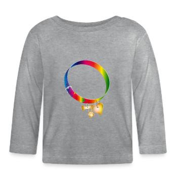 Motif de collier arc-en-ciel avec pendentifs - T-shirt manches longues bio Bébé - gris chiné - Devant