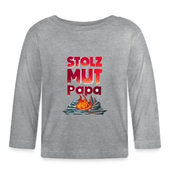 Idée cadeau pour les pompiers Papa Pride Courage Strength - T-shirt manches longues bio Bébé - gris chiné - Devant