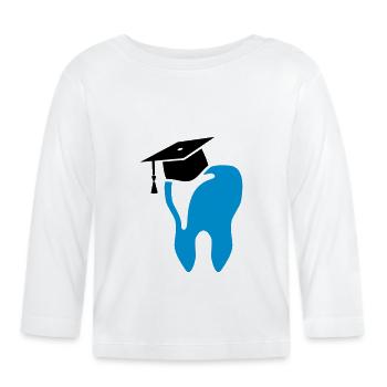 Zahn mit Doktorhut für Zahnarzt Zahnmedizin - Baby Bio-Langarmshirt - Weiß - Vorne