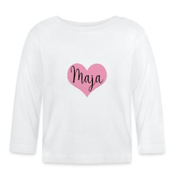 Maja | Prénom | Nom de famille - T-shirt manches longues bio Bébé - blanc - Devant