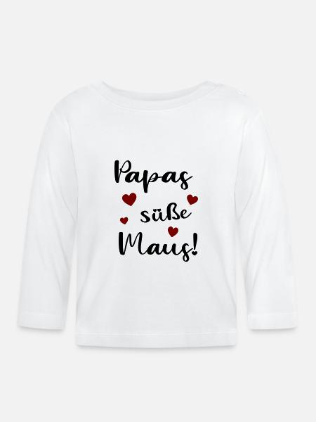 Papas süße Maus - Baby Bio-Langarmshirt - Weiß