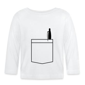 Poche poitrine - T-shirt manches longues bio Bébé - blanc - Devant