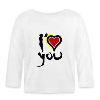 Je t’aime Heart Abstract Art Saint-Valentin - T-shirt manches longues bio Bébé - blanc - Devant