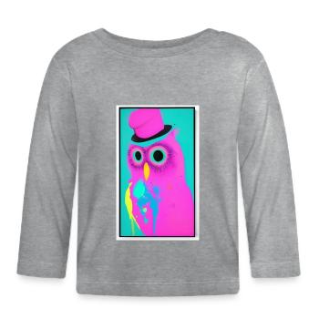 Eule mit Hut - Baby Bio-Langarmshirt - Grau meliert - Vorne