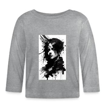 Woman | Face | Girls | Anime - Organic Baby Long Sleeve T-Shirt - heather grey - Front