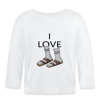 Vintage Red Blue Striped Socks and Sandals - Organic Baby Long Sleeve T-Shirt - white - Front