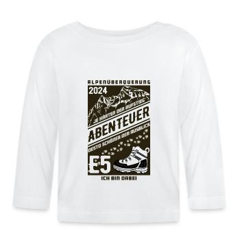 Abenteuer E5 Alpenüberquerung 2024 - Baby Bio-Langarmshirt - Weiß - Vorne