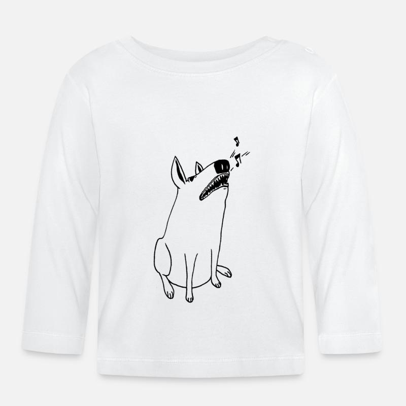 Singender Hund - Baby Bio-Langarmshirt - Weiß