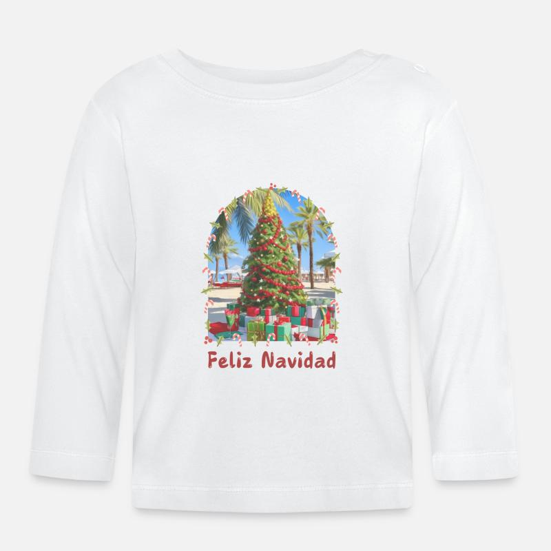 Feliz Navidad - Noël espagnol - T-shirt manches longues bio Bébé - blanc