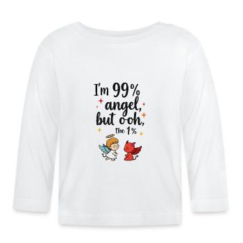 99% Angel, 1% Devil – Funny Cartoon Design - Organic Baby Long Sleeve T-Shirt - white - Front