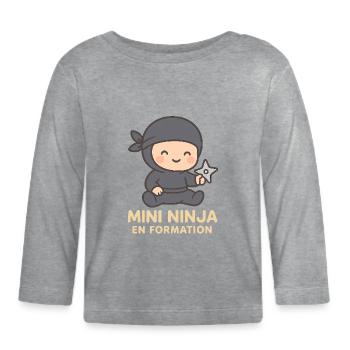 Kleiner Ninja in Ausbildung - Baby Bio-Langarmshirt - Grau meliert - Vorne