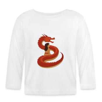 L’Étreinte du Dragon : Serpent de Feu & Demoiselle - T-shirt manches longues bio Bébé - blanc - Devant