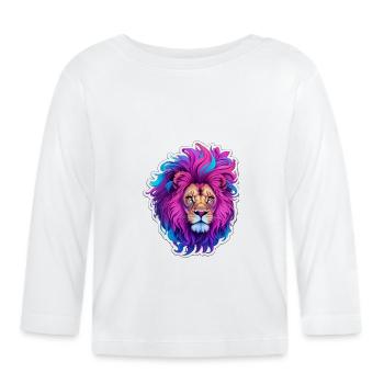 colourful lion - Baby Bio-Langarmshirt - Weiß - Vorne