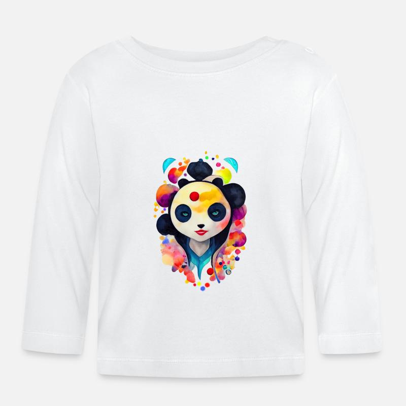 Panda kvinde - Langærmet babyshirt af økologisk bomuld - hvid