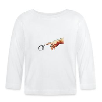 Funny 8bit Nerd & Geek Humor (Creation of Adam) - Organic Baby Long Sleeve T-Shirt - white - Front