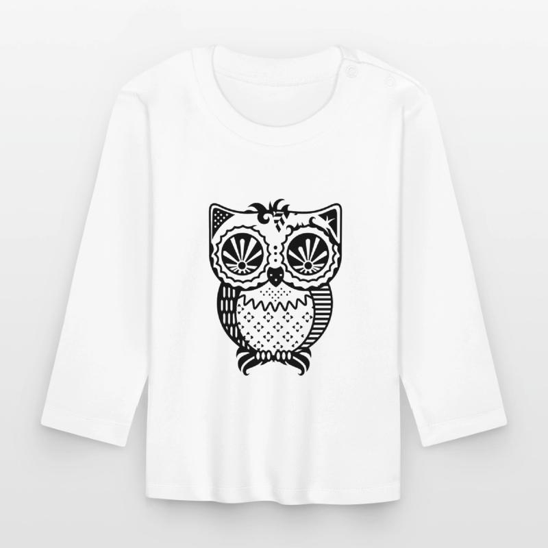 Patchwork Eule Baby Bio-Langarmshirt