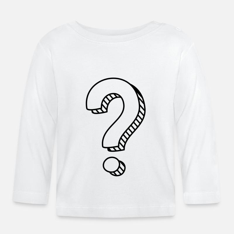 Fragezeichen mit Schatten einfarbig - Baby Bio-Langarmshirt - Weiß