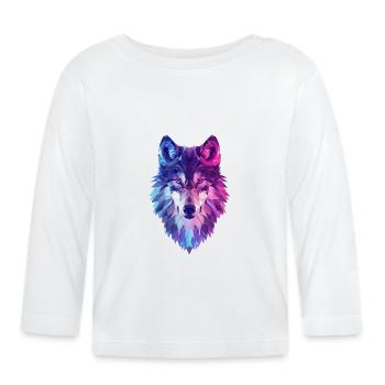 Loup géométrique aux couleurs néon - T-shirt manches longues bio Bébé - blanc - Devant