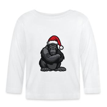 Gorilla Weihnachten - Baby Bio-Langarmshirt - Weiß - Vorne