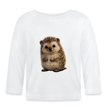 Kleiner Igel-Sticky Fell - Baby Bio-Langarmshirt - Weiß - Vorne