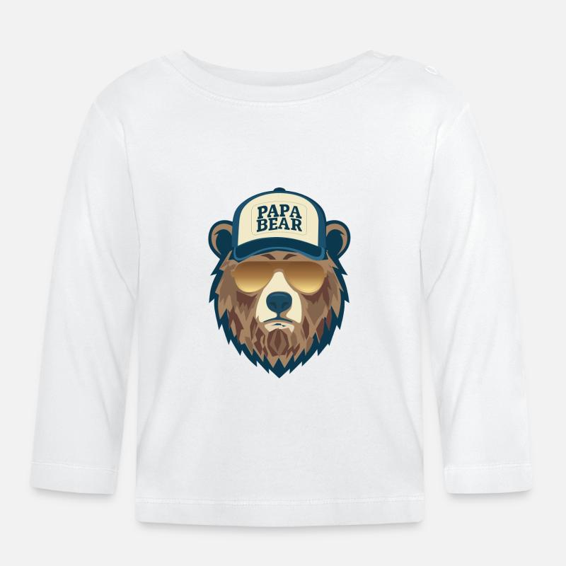 mit Sonnenbrille : Papa Bear - Baby Bio-Langarmshirt - Weiß