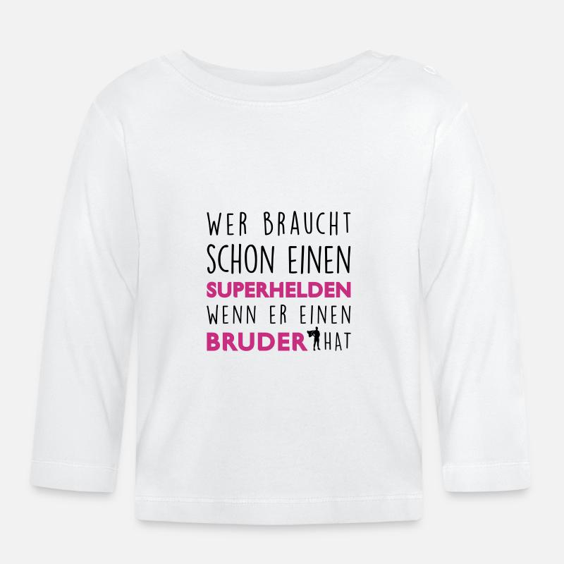 Mein Bruder - Superheld - Baby Bio-Langarmshirt - Weiß