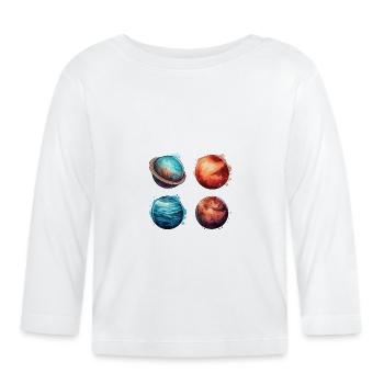 Le système cosmique - Planètes - T-shirt manches longues bio Bébé - blanc - Devant