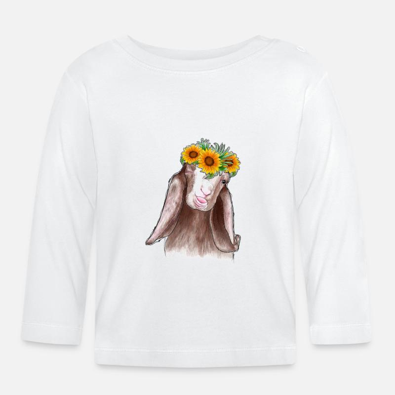 Ziege Sonnenblume - Baby Bio-Langarmshirt - Weiß