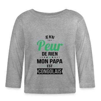 Je n'ai peur de rien mon papa est Congolais - T-shirt manches longues bio Bébé - gris chiné - Devant