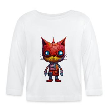 Cat Knight Frenzy: Buntes Armor Edition T-Shirt - Baby Bio-Langarmshirt - Weiß - Vorne