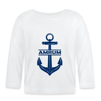 Amrum Anker Nordsee Ebbe Flut - Baby Bio-Langarmshirt - Weiß - Vorne